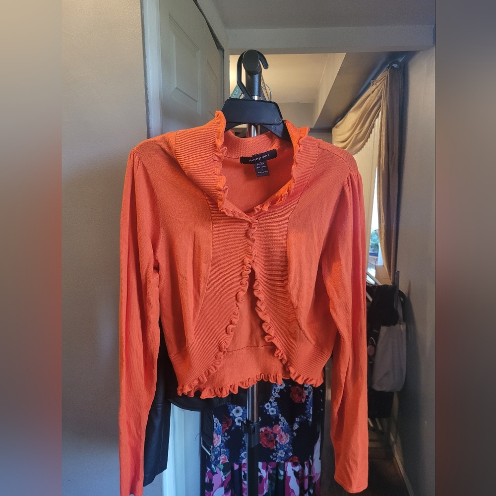 Orange Ruffled Cardigan